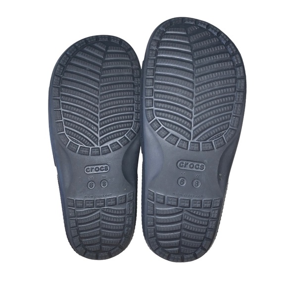 Iconic Comfort CROCS black sandals women’s size 8 men’s flip flops size 6 - Picture 6 of 13
